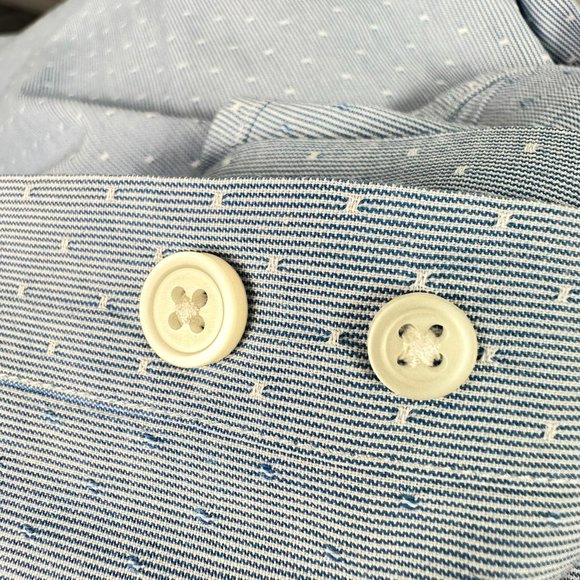 Express Extra Slim Fit 100% Cotton Dress Shirt, Size 16/16.5, Light Blue/White - Picture 8 of 9